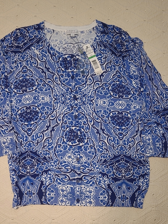 Joseph Sweaters - Joseph A. Paisley Print Blue Women's Sweater Size L
